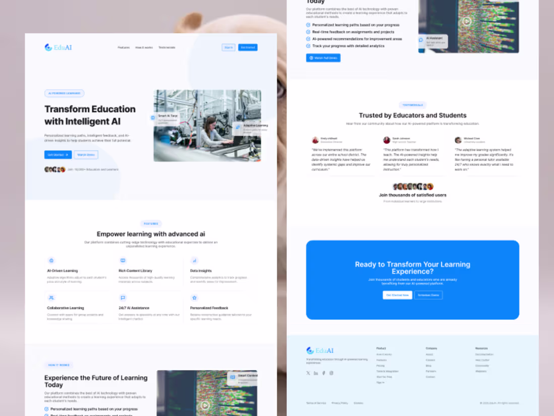 Cover image for EduAI Landing Page Design and Development