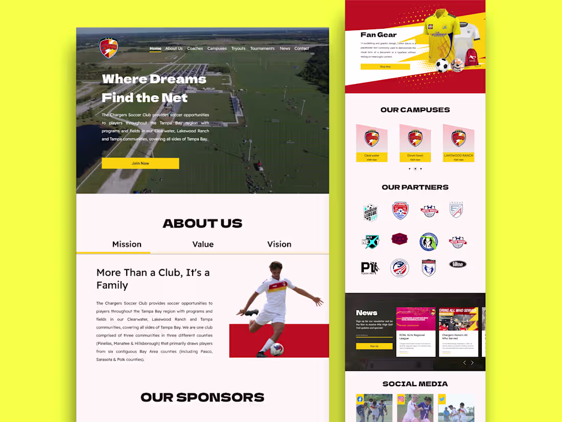 Cover image for Chargers Soccer Club- Website