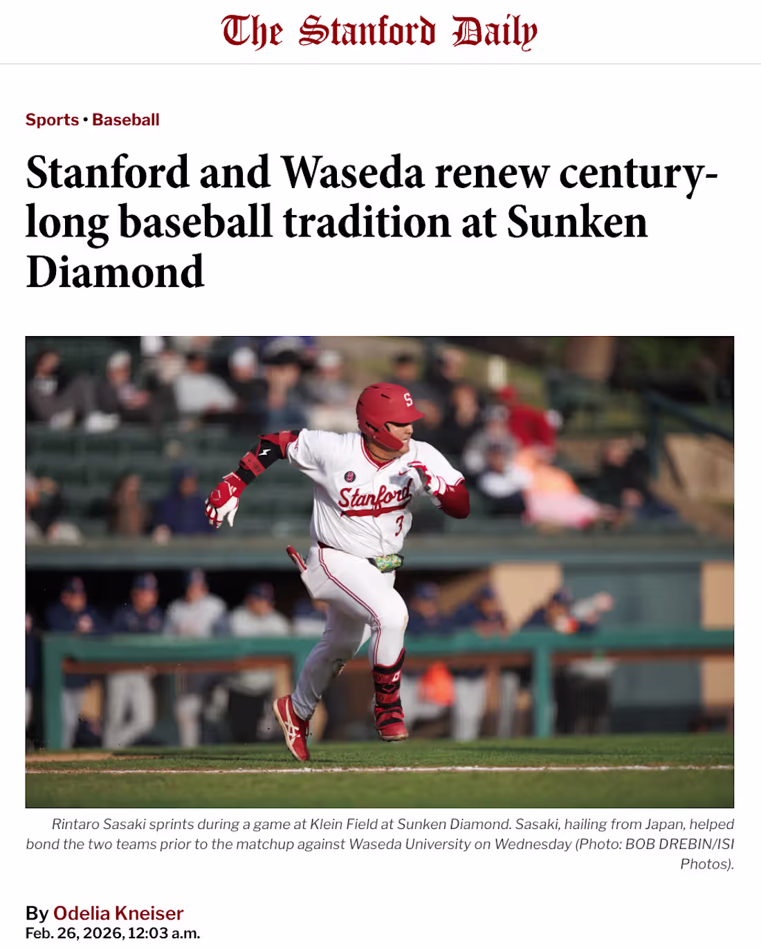 Cover image for Game Coverage from Stanford Baseball