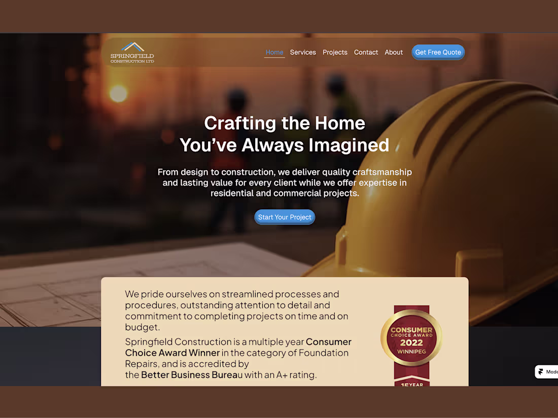 Cover image for Springfield Construction Website Upgrade