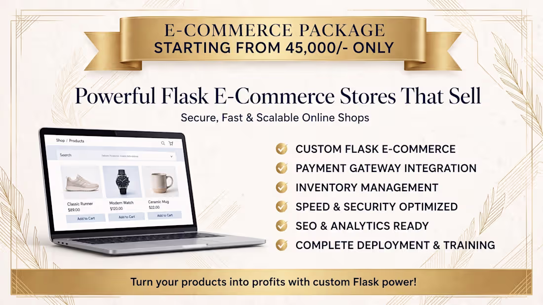 Cover image for Custom Flask E-Commerce Store - Payment Gateway, Inventory &...
