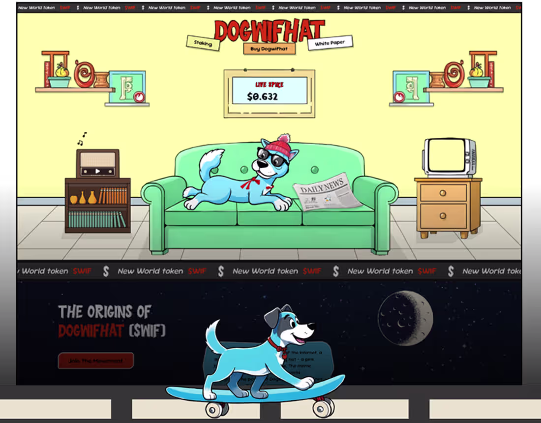 Cover image for Dogwifhat Meme Token Figma Website UI Kit
