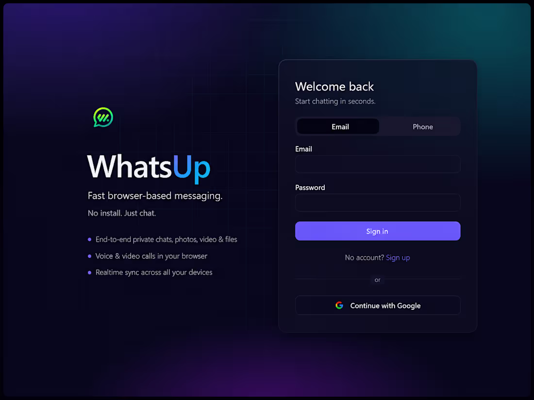 Cover image for WhatsUp — Modern Browser-Based Chat