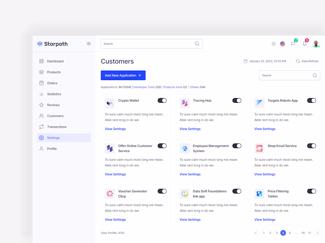 Cover image for Customers Settings Page. Simple. Clear. Scalable. This scree...