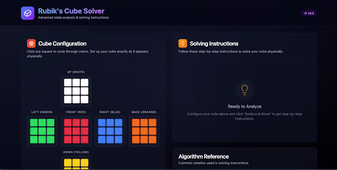 Cover image for RubikSolverNext.js — Interactive 3D Rubik's