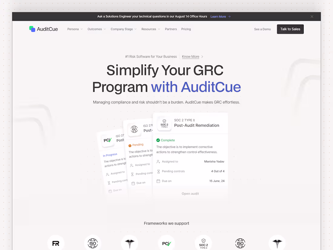 Cover image for Auditcue: Framer Minimalist Landing Page