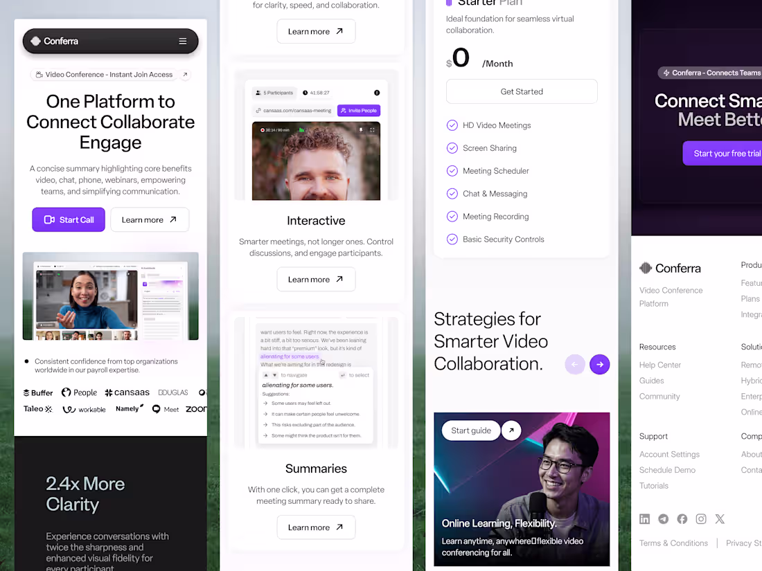 Cover image for Conferra - Video Conference Responsive Landing Page