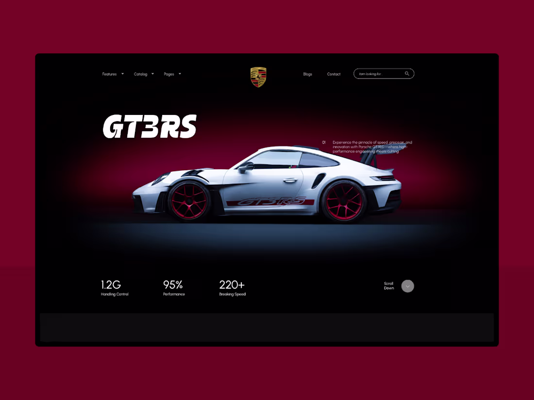 Cover image for Porsche GT3RS Landing Page Concept