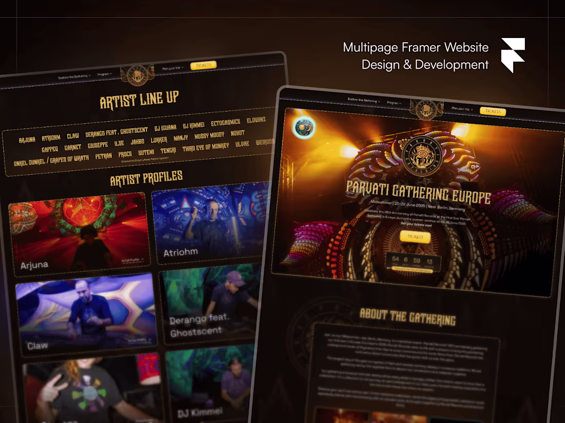 Cover image for Parvati Gathering — Multipage Framer Website Design & Dev