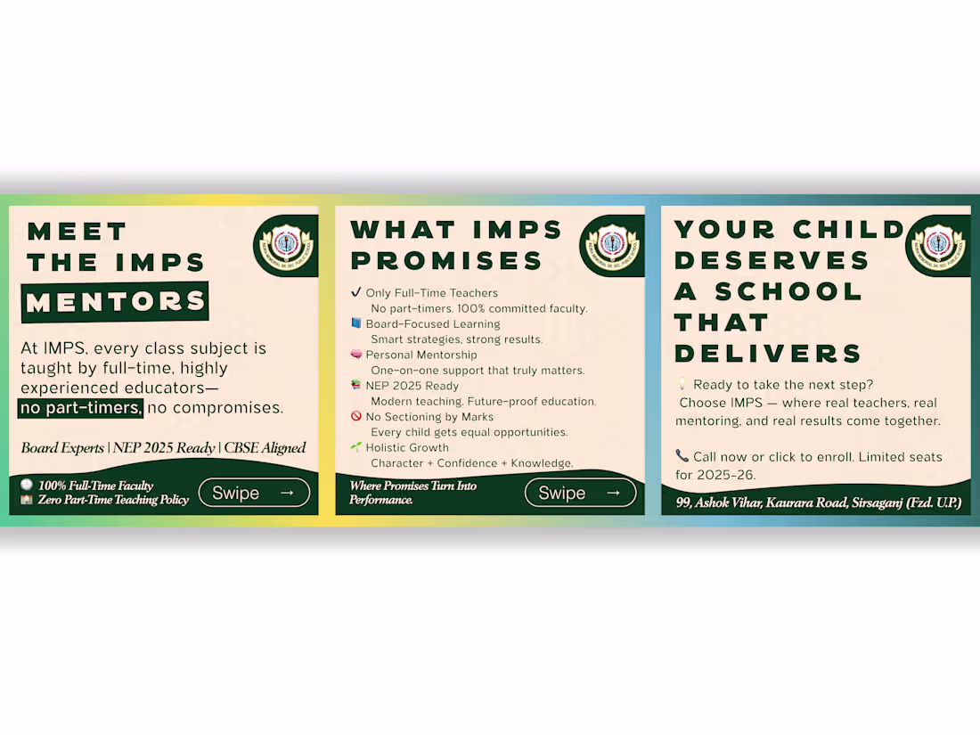 Cover image for A clean, information-dense carousel designed for IMPS School...
