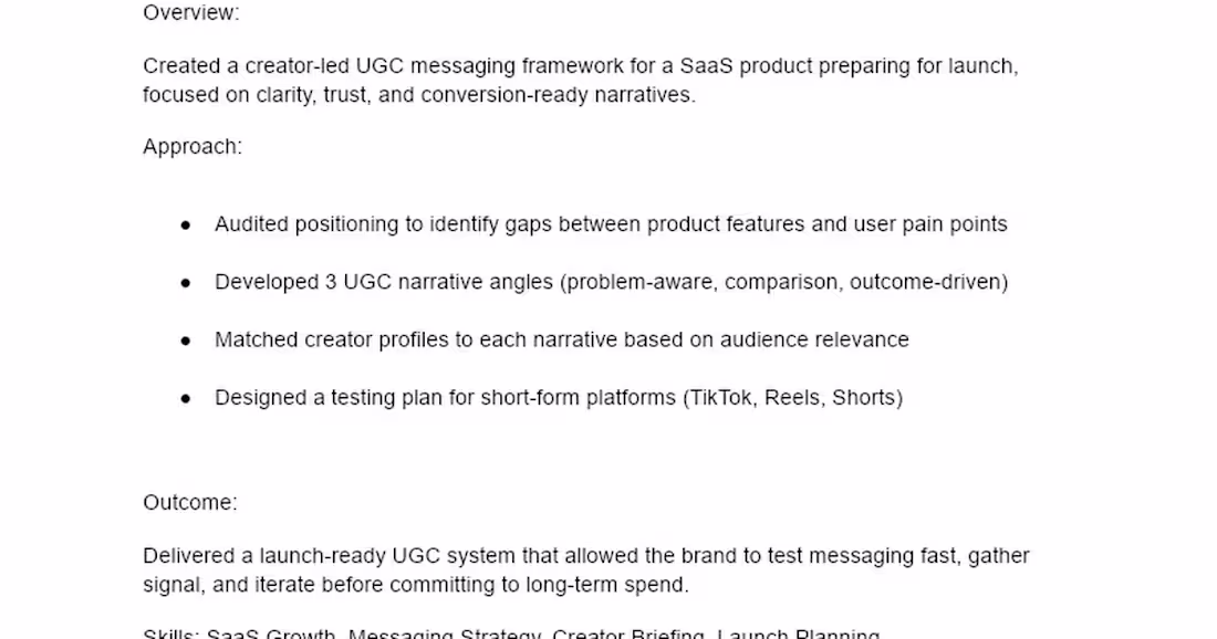 Cover image for UGC Messaging Framework for SaaS Launch