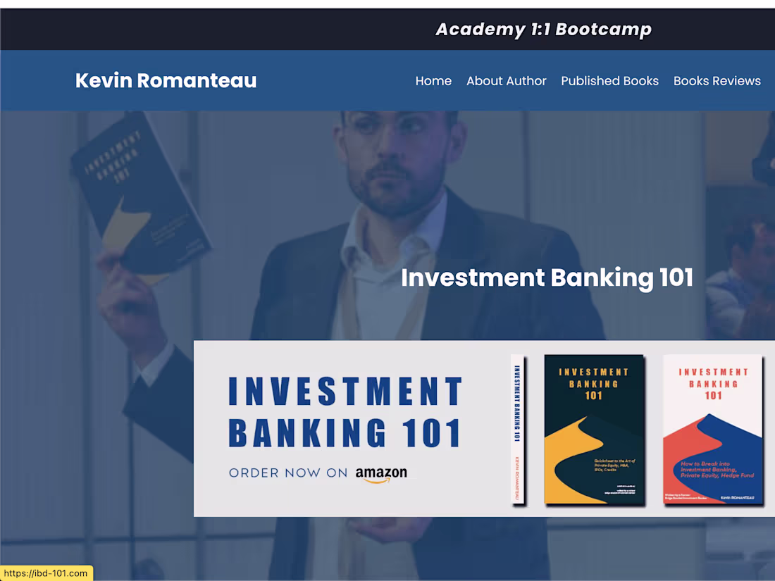 Cover image for WordPress website for a Ebook write author in investment banking