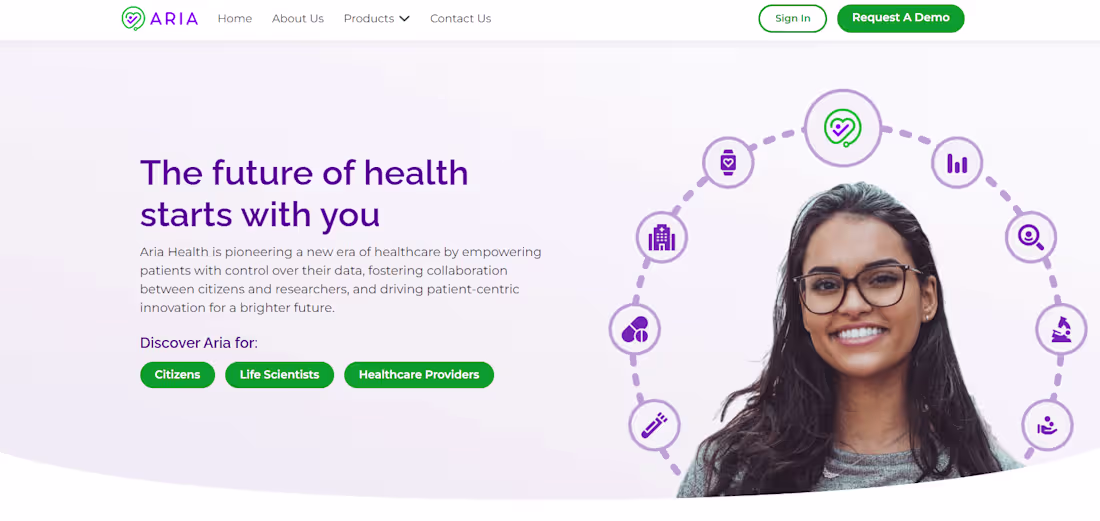 Cover image for MyAria Health I designed and developed the MyAria Health web...