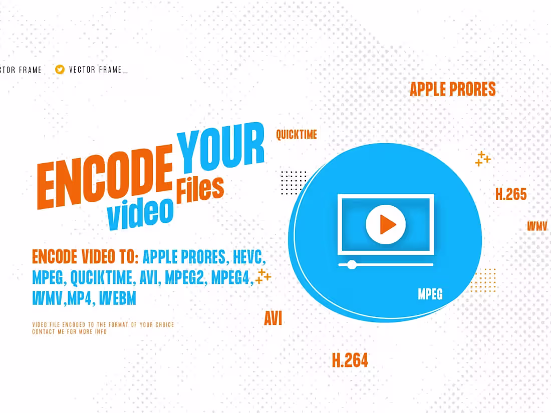 Cover image for Convert 5min video to mp4, apple prores, hevc, mpeg, wmv, webm