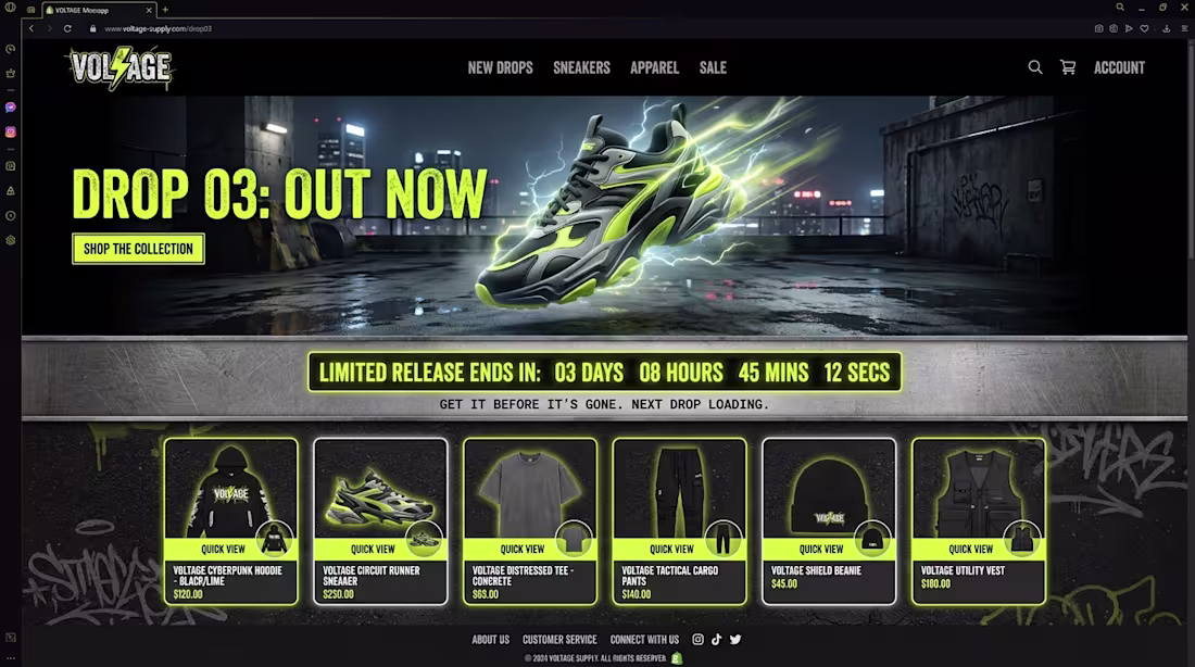 Cover image for VOLTAGE Streetwear Store Design (Concept)