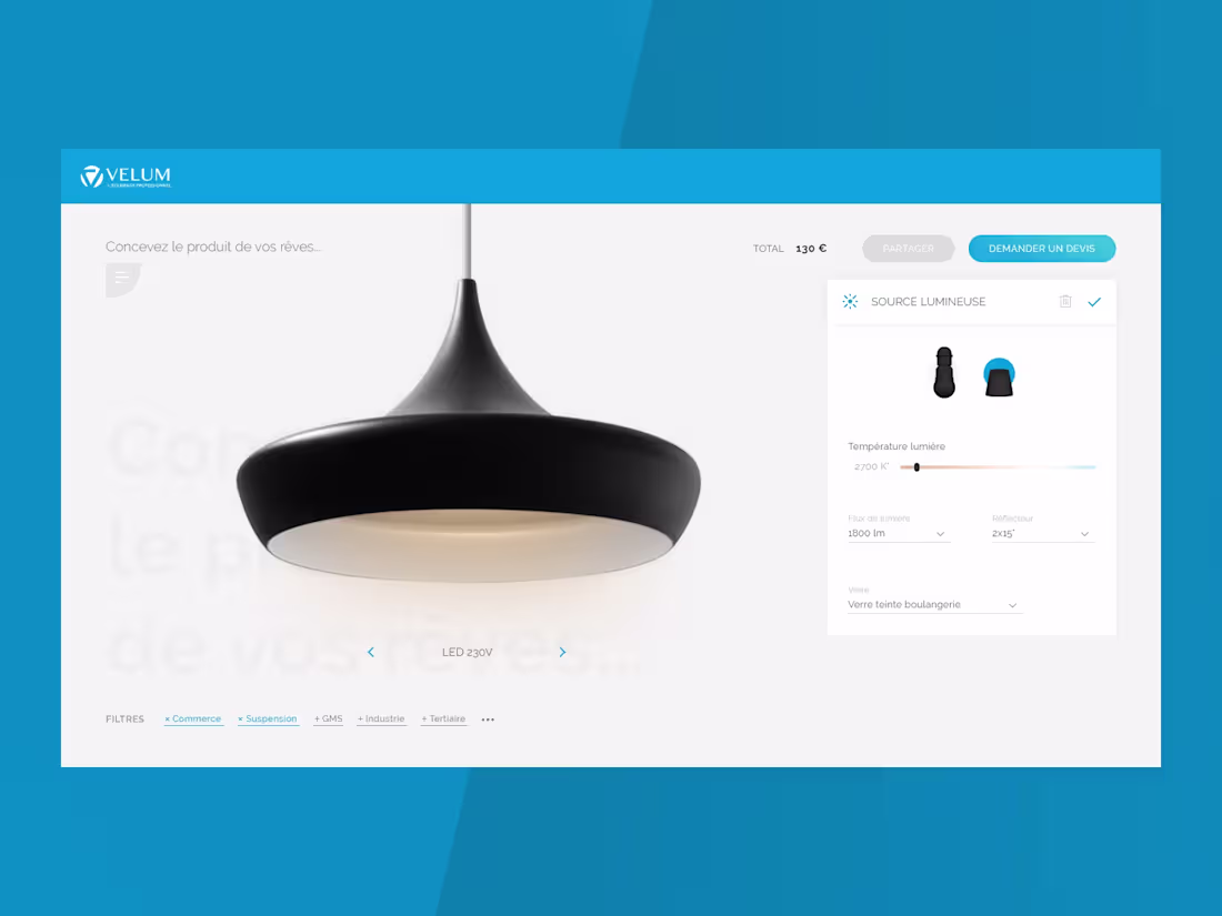 Cover image for Velum Light Configurator - Editing light temperature