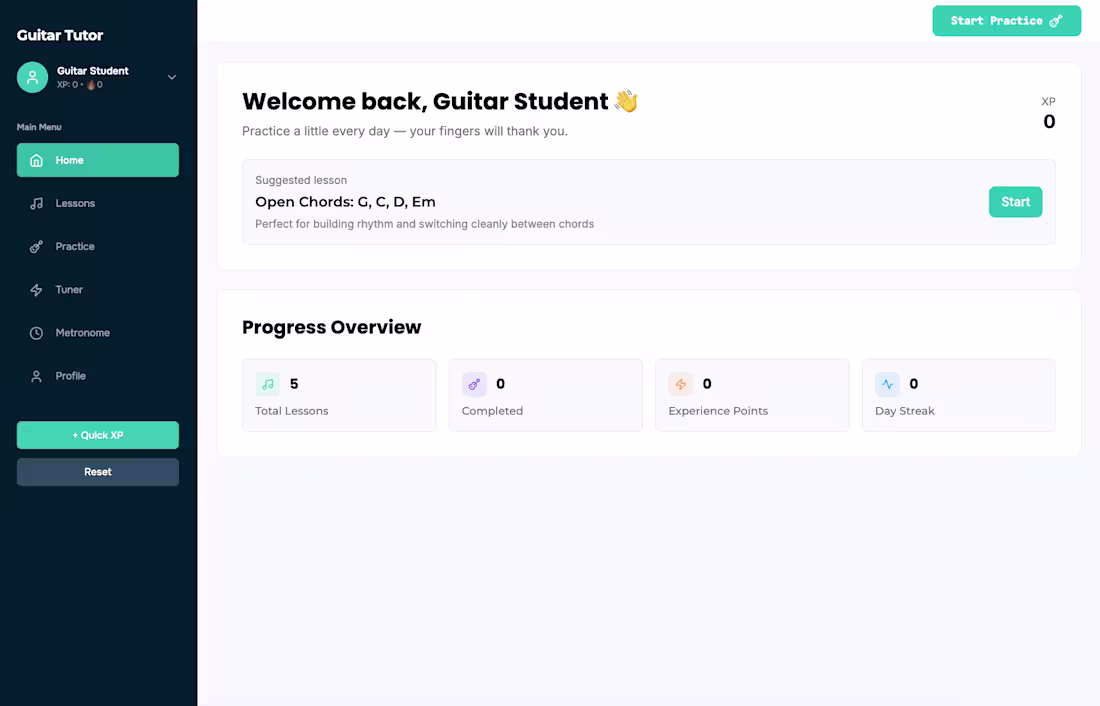 Cover image for I built a guitar website that teaches new players on how to ...