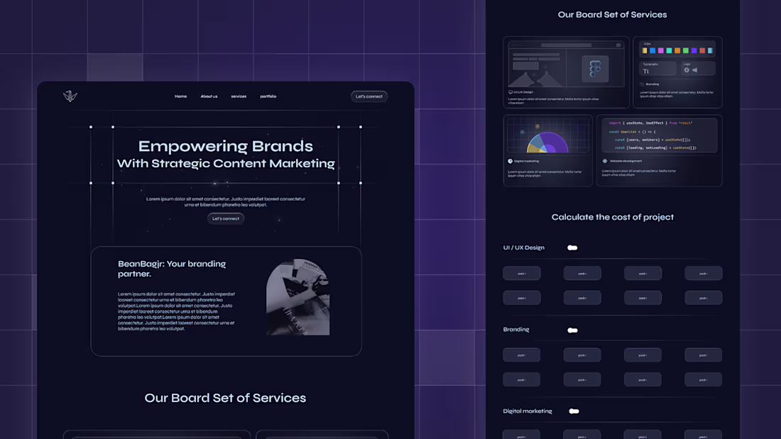 Cover image for DARK THEMED LANDING PAGE FOR CONTENT MARKETING AGENCY