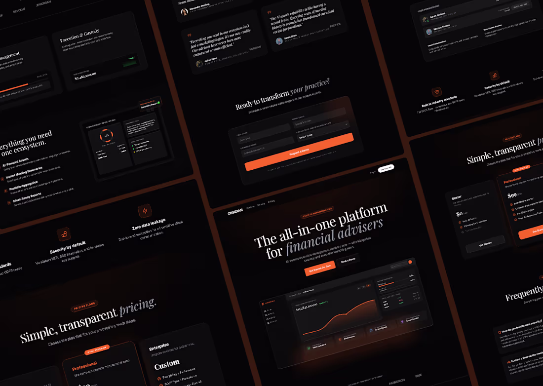Cover image for Obsidian Fintech SaaS Landing Page