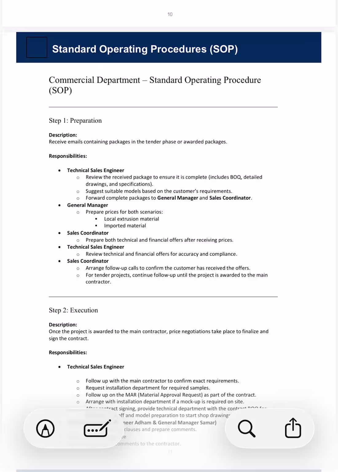 Cover image for Sample of Commercial Department SOP