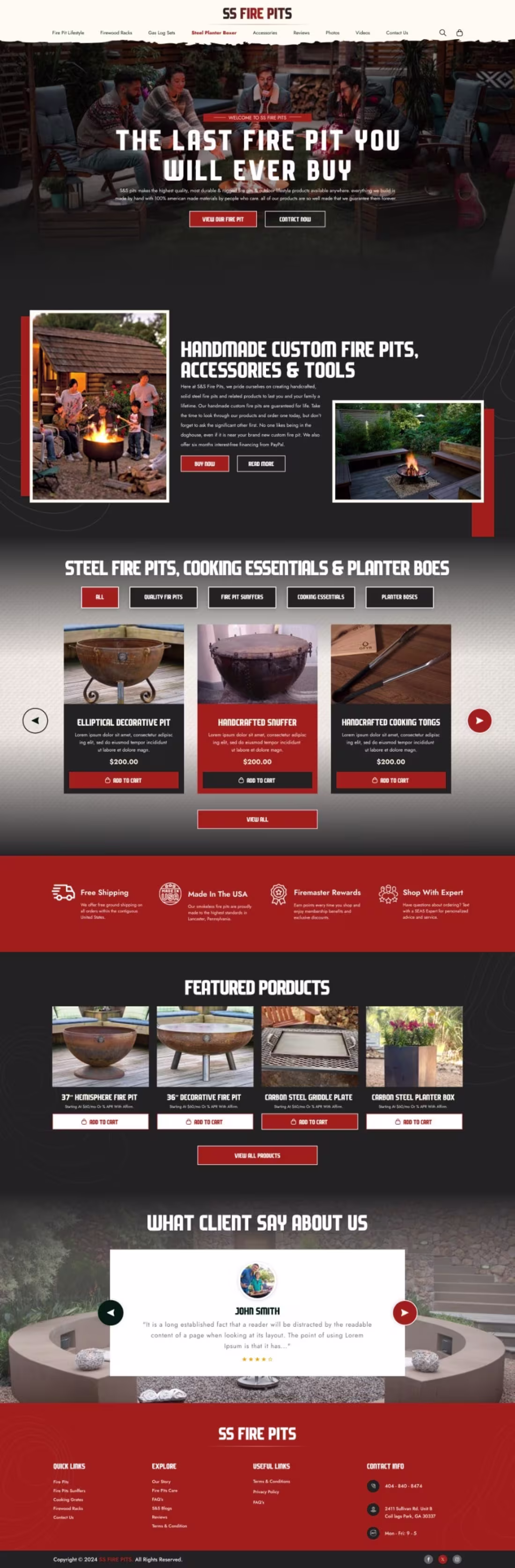 Cover image for A high-fidelity UI/UX design for a custom fire pit retailer....