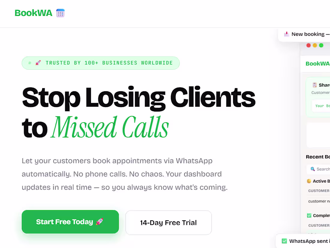 Cover image for Booking System with WhatsApp &