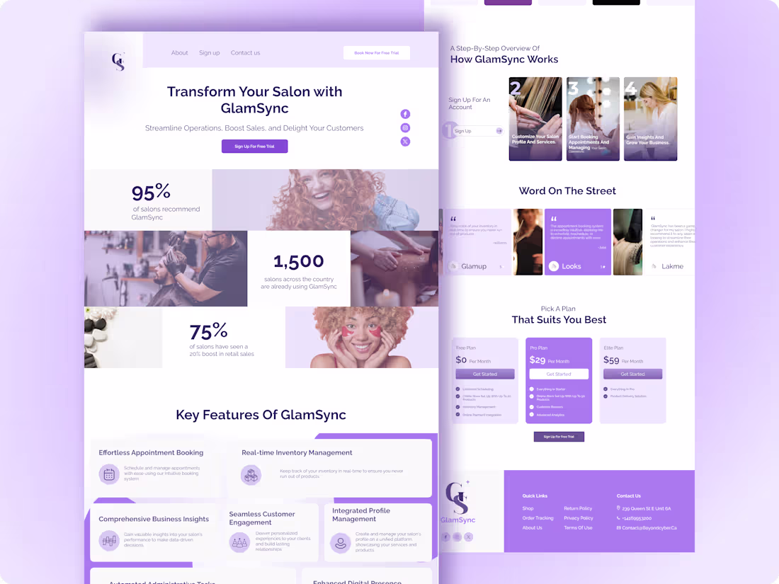 Cover image for GlamSync: SaaS platform designed to digitize salon services