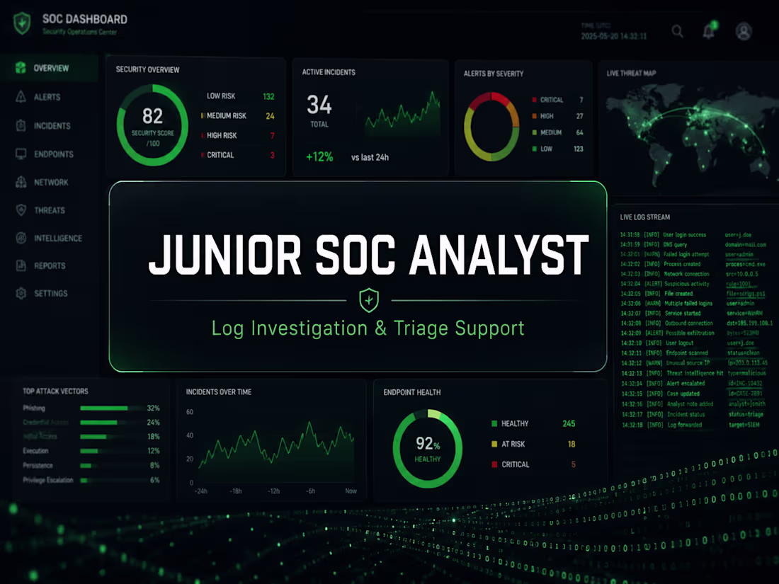 Cover image for Junior SOC Analyst – Log Investigation Support