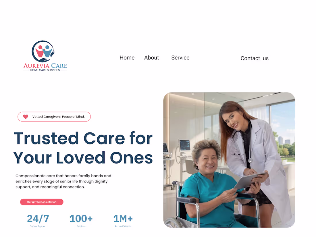 Cover image for Aurevia Care | Senior Care Website Landing Page Design