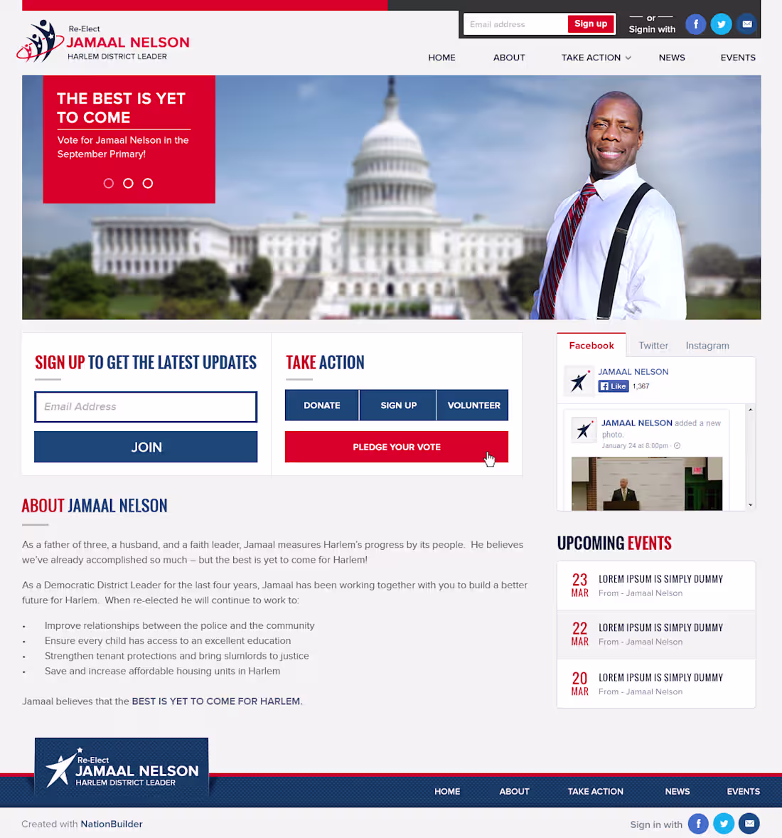 Cover image for NationBuilder website for political campaign