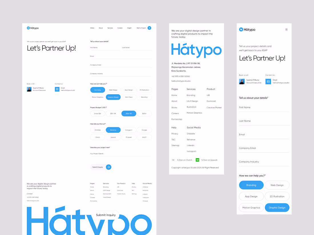 Cover image for Contact Page for Hatypo Studio website. What do you think? h...