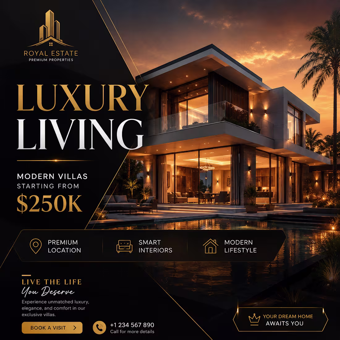 Cover image for Luxury Real Estate Social Media Design Concept 🏙️