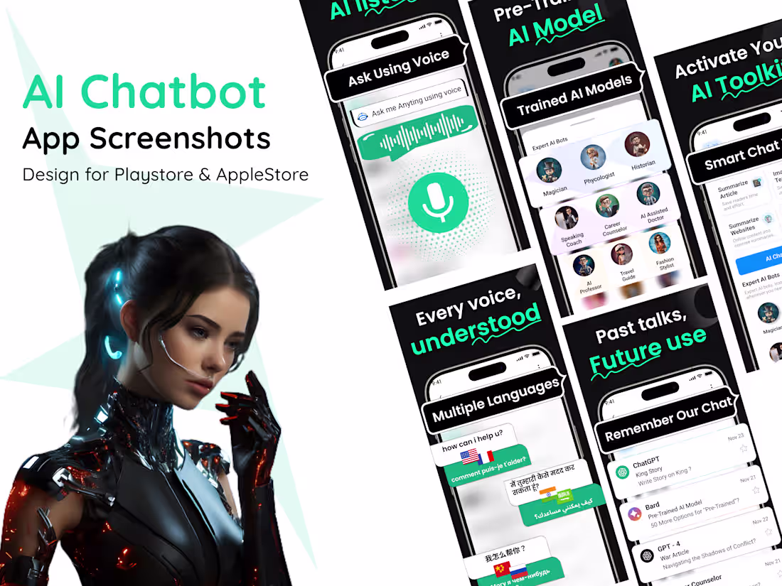 Cover image for App Store Screenshot – AI Chatbot Mobile App