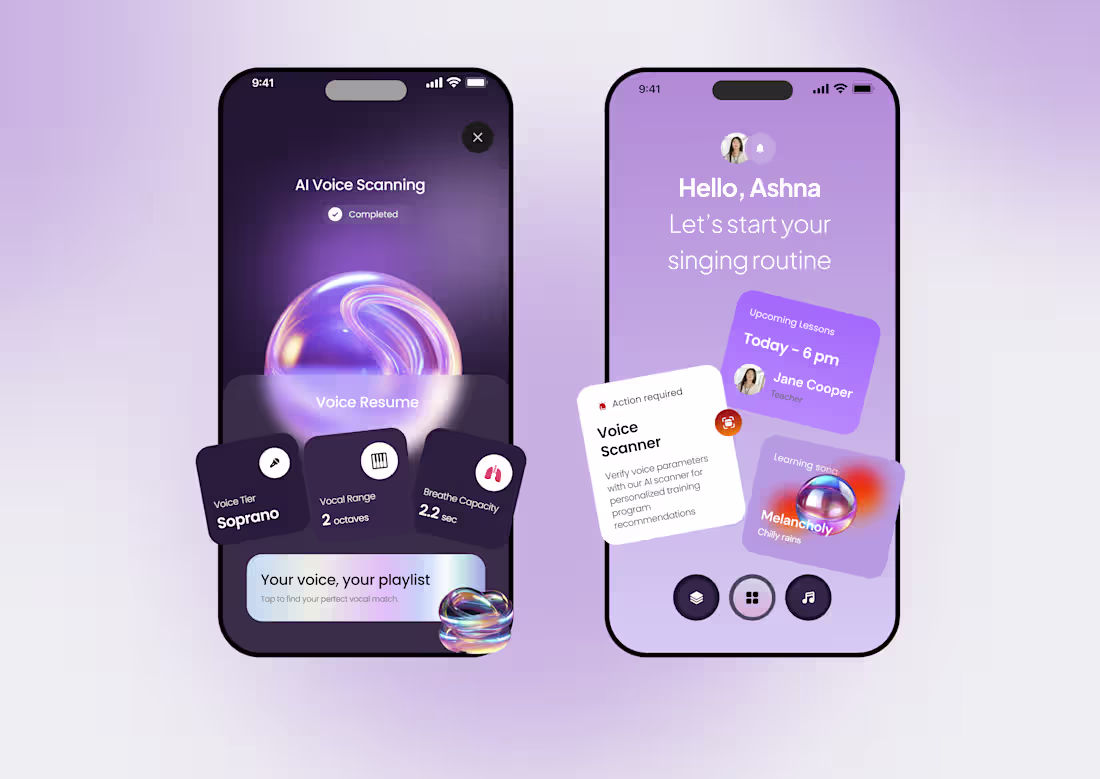 Cover image for Designed an AI-Powered Singing Coach App UI that helps users...