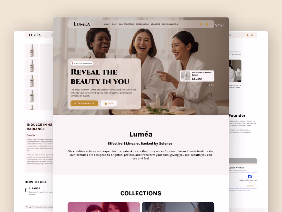 Cover image for Project: Luméa Skincare Web Design The Concept Luméa is a cl...