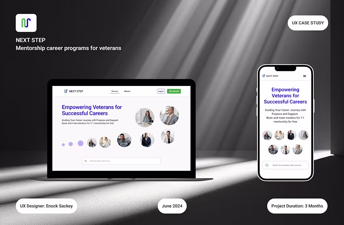 Cover image for NEXT STEP. Career mentorship program for veterans :: Behance