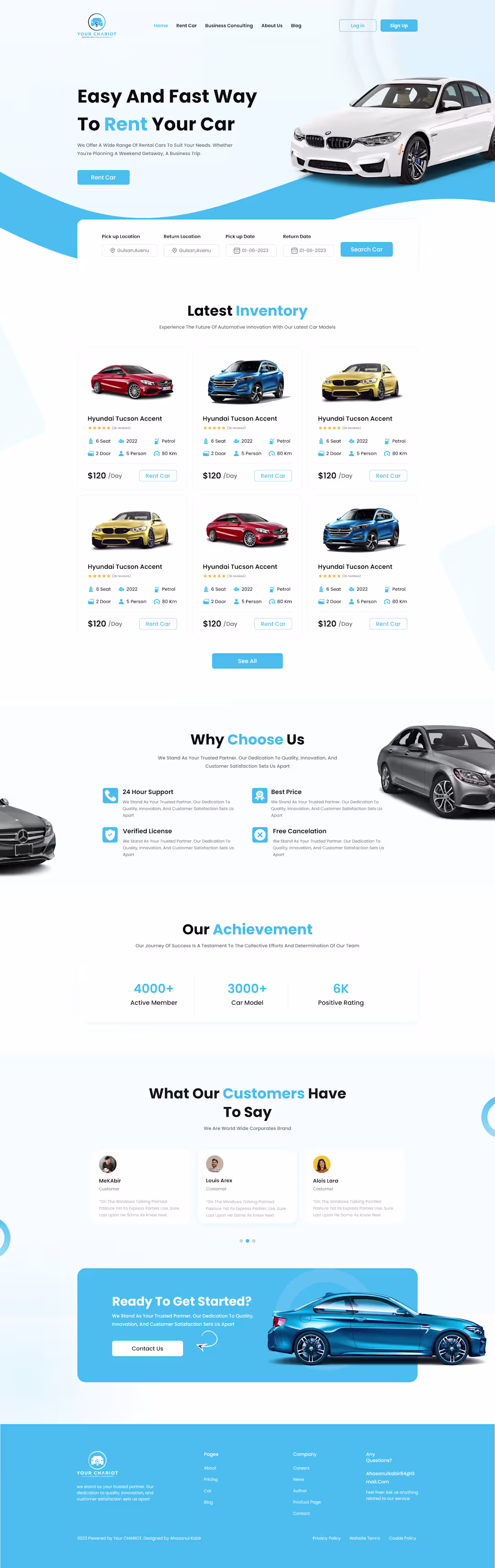 Cover image for Premium Car Rental & Booking Landing Page