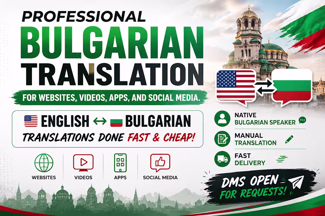 Cover image for Professional Bulgarian translation for websites,