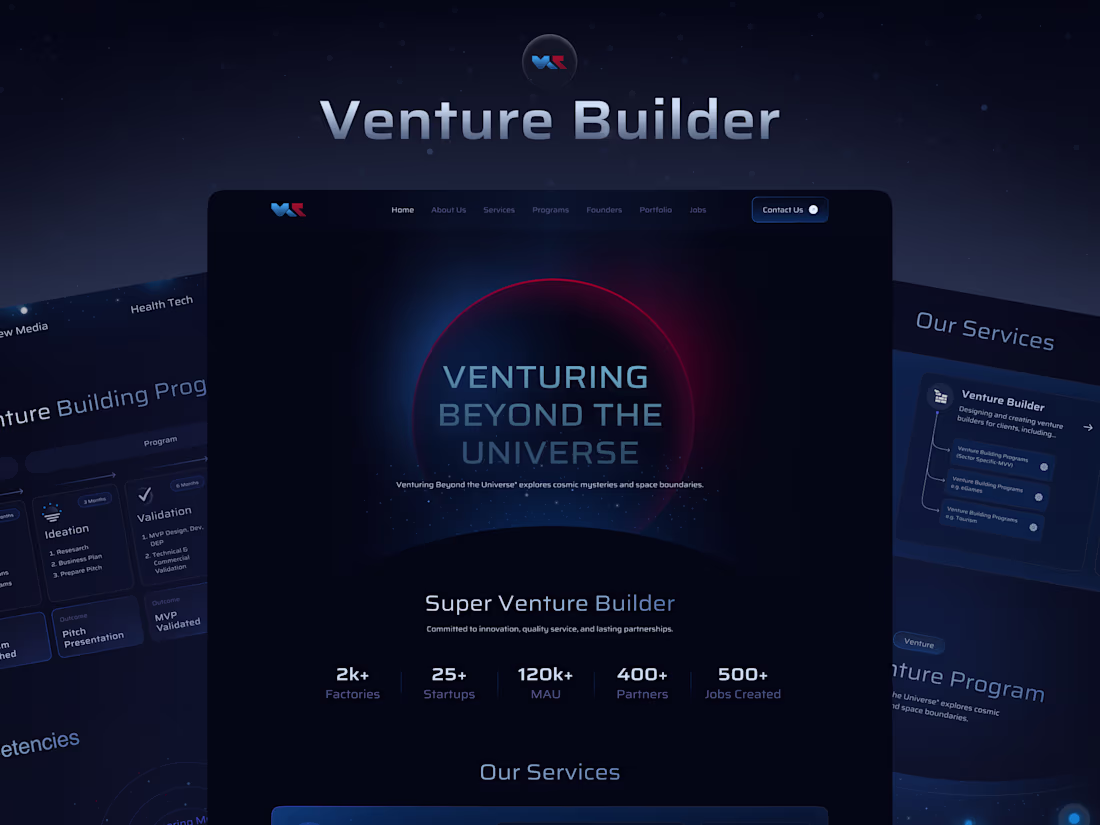 Cover image for Super Venture Builder - Space-Tech Website UI