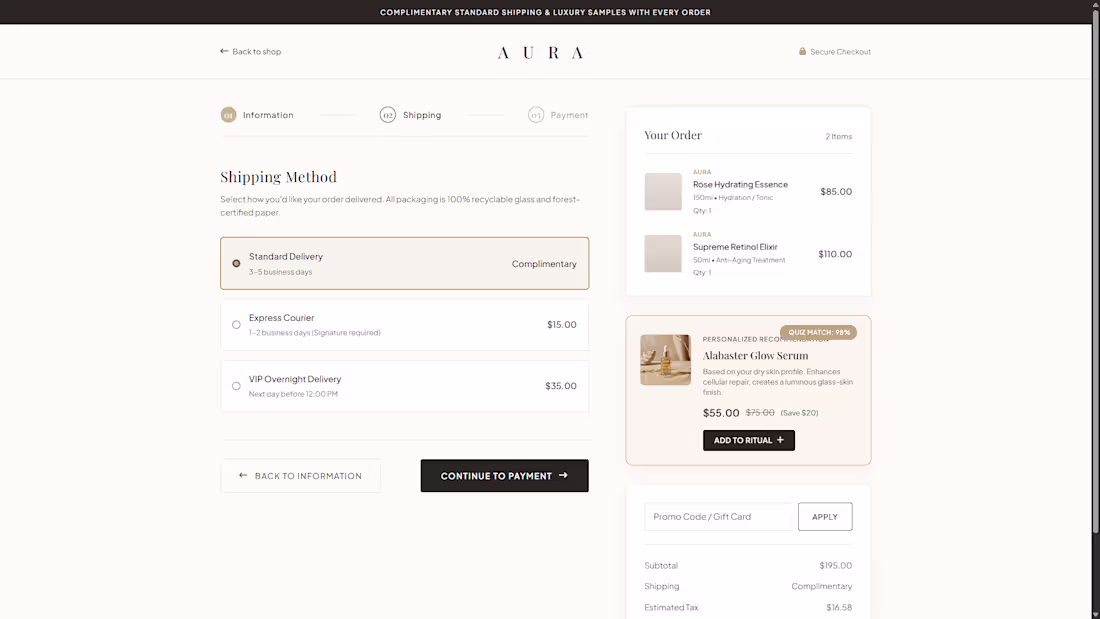 Cover image for Luxury e-commerce checkout pages. Designed