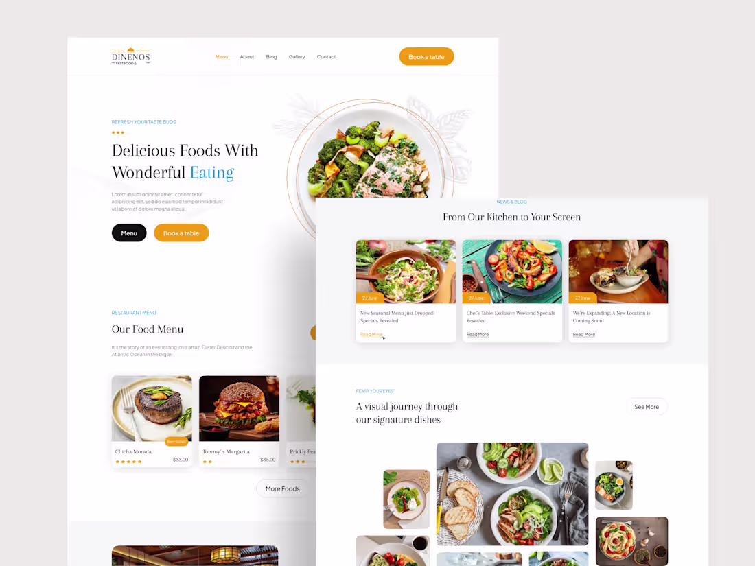 Cover image for Dinenos - Restaurant Website Template
