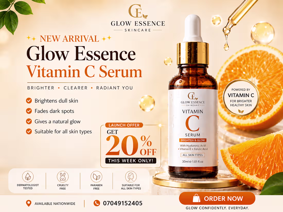 Cover image for Beauty & Skincare Advertisement
Title:

Glow Essence