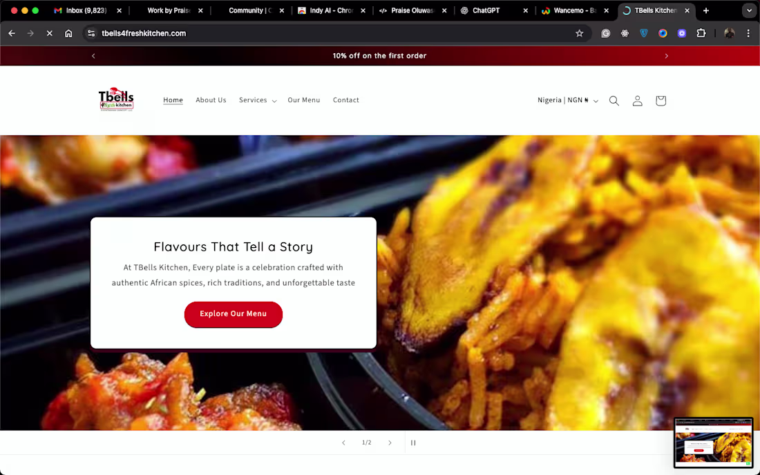 Cover image for TBells Kitchen | Shopify Website Development I built and lau...