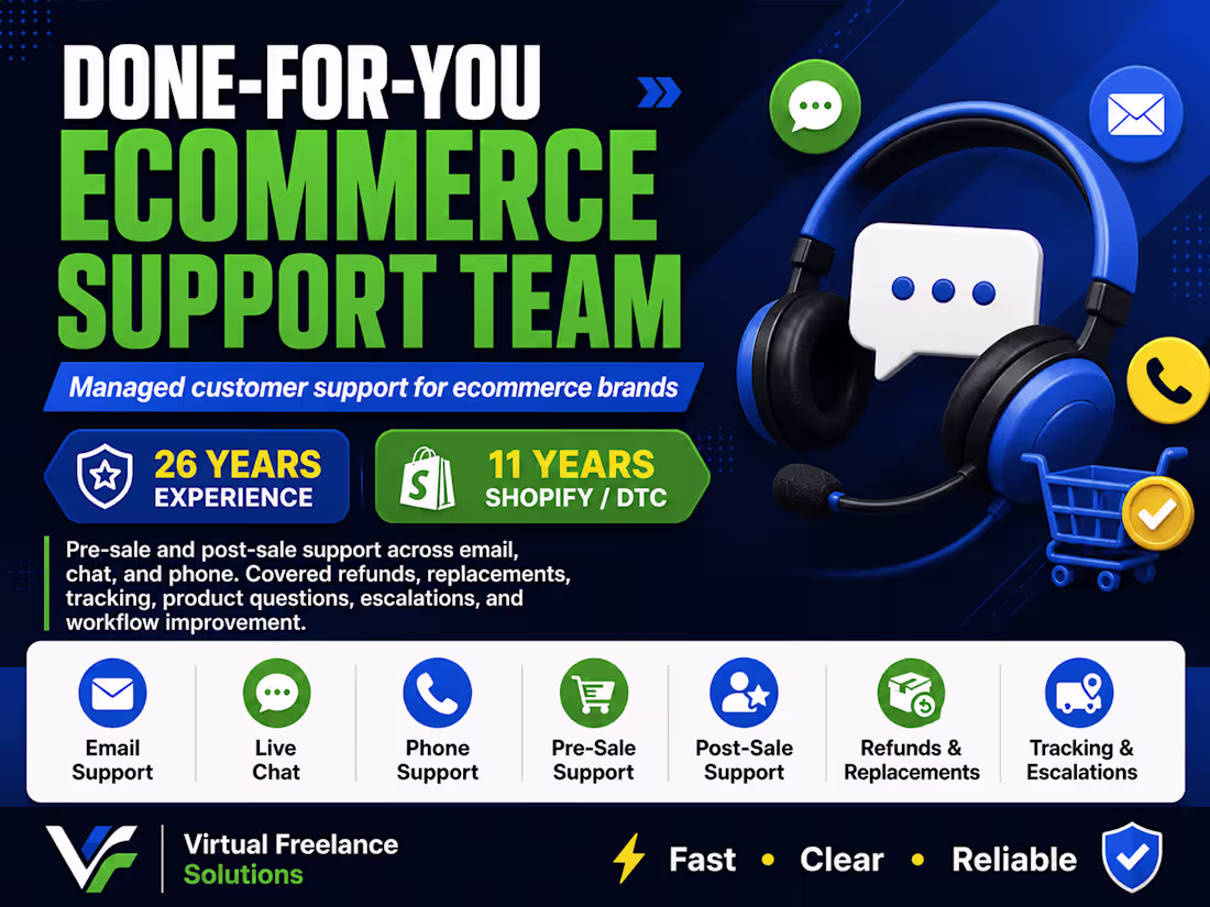 Cover image for Done-for-You eCommerce Customer Support Team
Provided