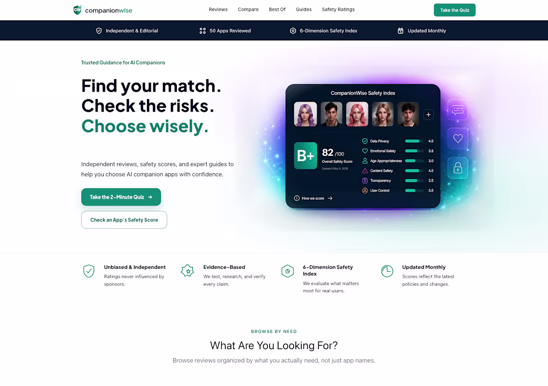 Cover image for CompanionWise, an AI companion safety