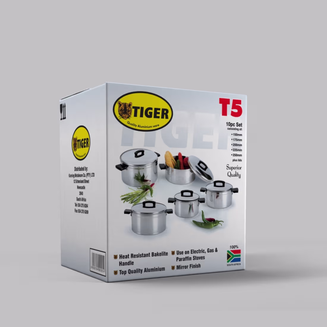 Cover image for Packaging design for Tiger Cookware.