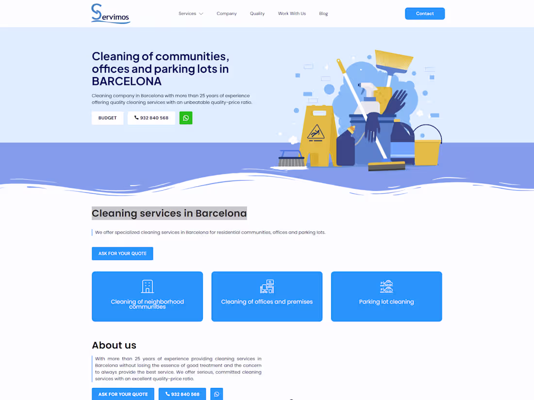 Cover image for Cleaning service website in Barcelona