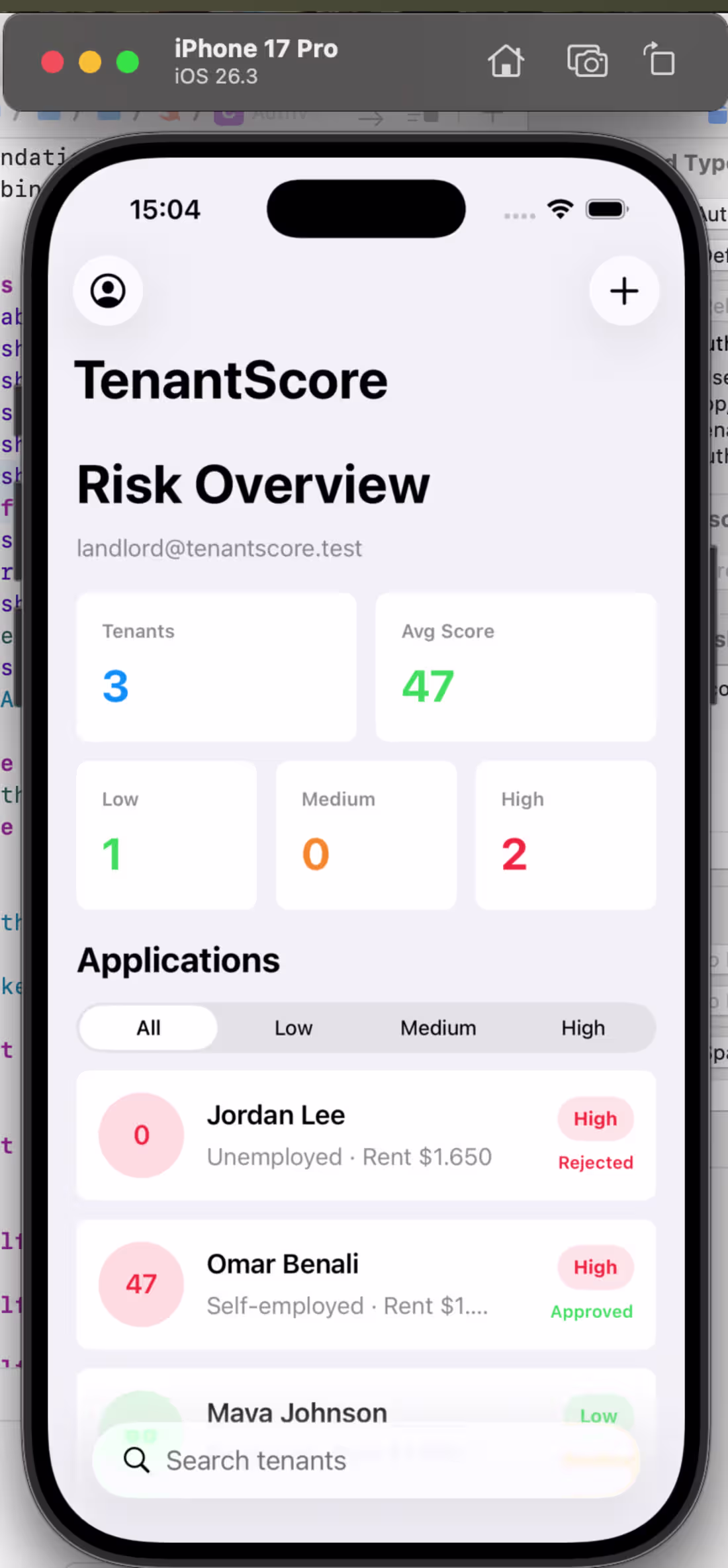 Cover image for TenantScore is an iOS +