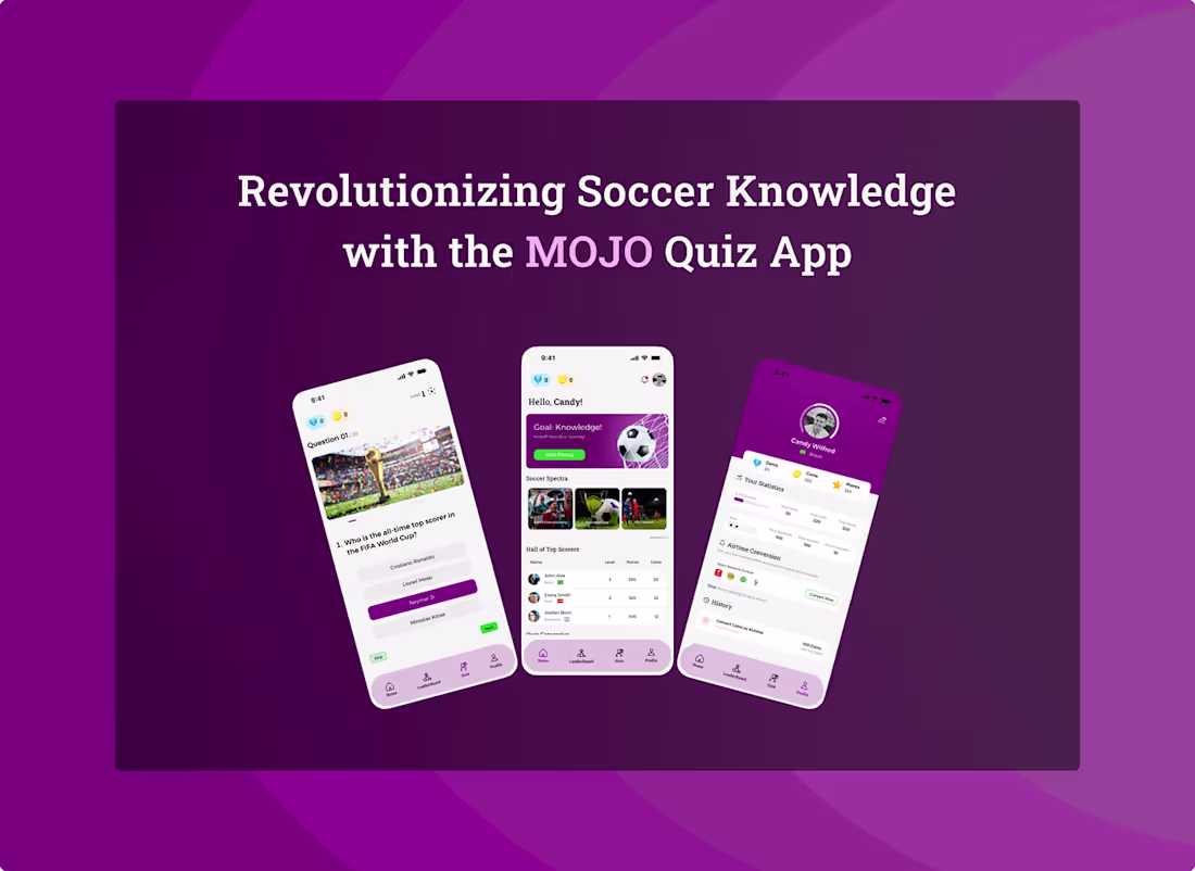 Cover image for Mojo Soccer Quiz App :: Behance