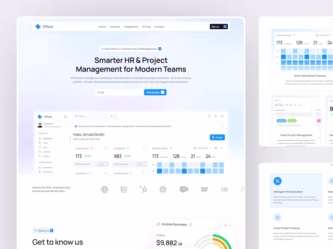 Cover image for Efficio - HR Management Landing Page